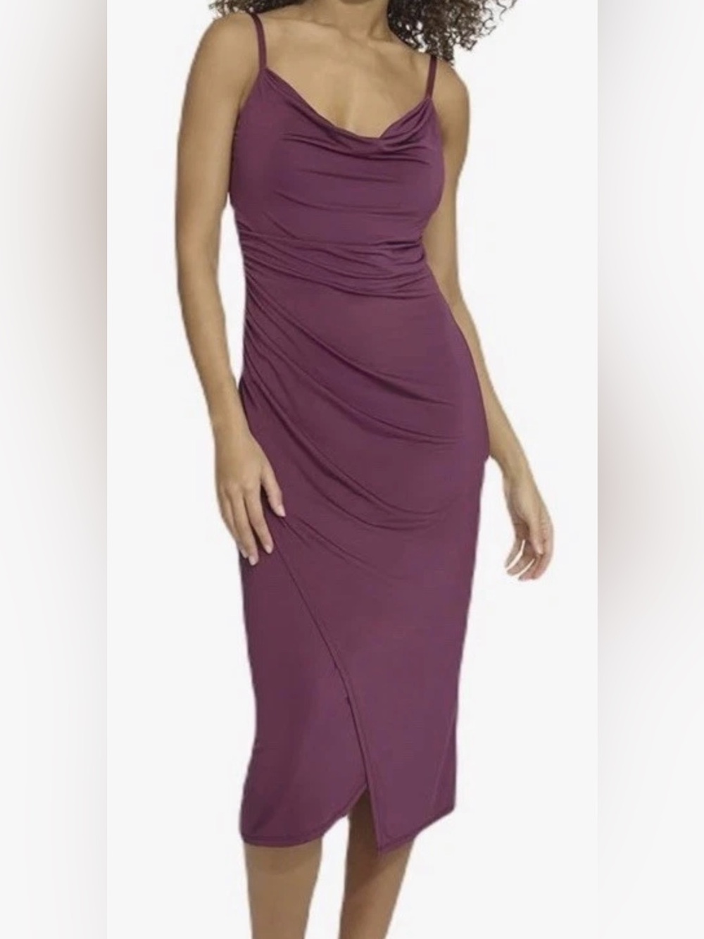 Siena Sleeveless Ruched Plum Bodycon Dress sz 2 nwt